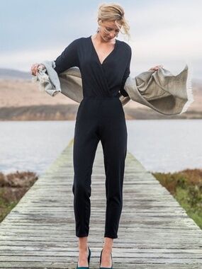 Black Crepe Jumpsuit by Marine Layer